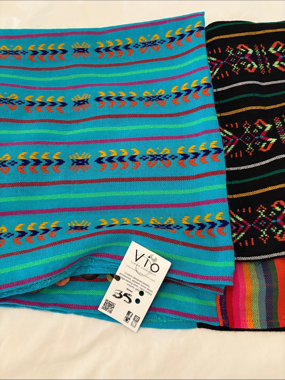 Vio Handwoven Turquoise Striped Woven Skirt